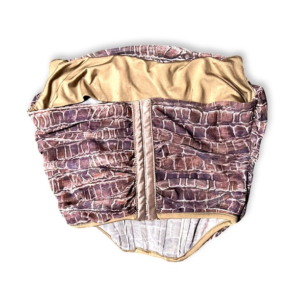 [ TIC TOC ] Brown Snake Print Bustier Crop Corset : med : Like New - Picture 2 of 5